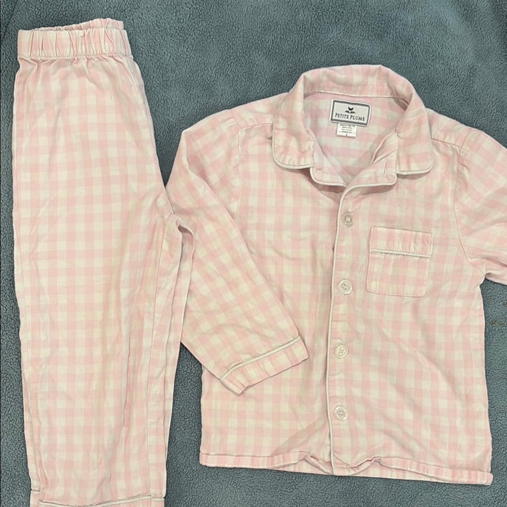 Petite Plume Pink Checkered Pajama Set
